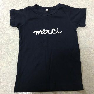 ナルミヤ インターナショナル(NARUMIYA INTERNATIONAL)の紺　半袖Tシャツ　merci（100）(Tシャツ/カットソー)