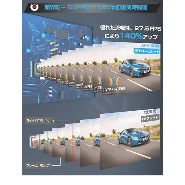 ミラー型 ドライブレコーダー 11.88インチ 前後カメラ