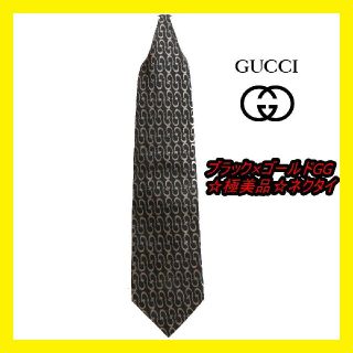 グッチ(Gucci)の極美品 GUCCI グッチ シルク GG 高級 黒 ゴールド ネクタイ(ネクタイ)
