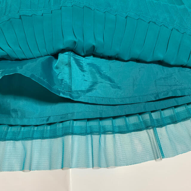 しまむら(シマムラ)のしまむら　Ｌサイズ　ブルーグリーン　プリーツシフォンひざ丈スカート レディースのスカート(ひざ丈スカート)の商品写真