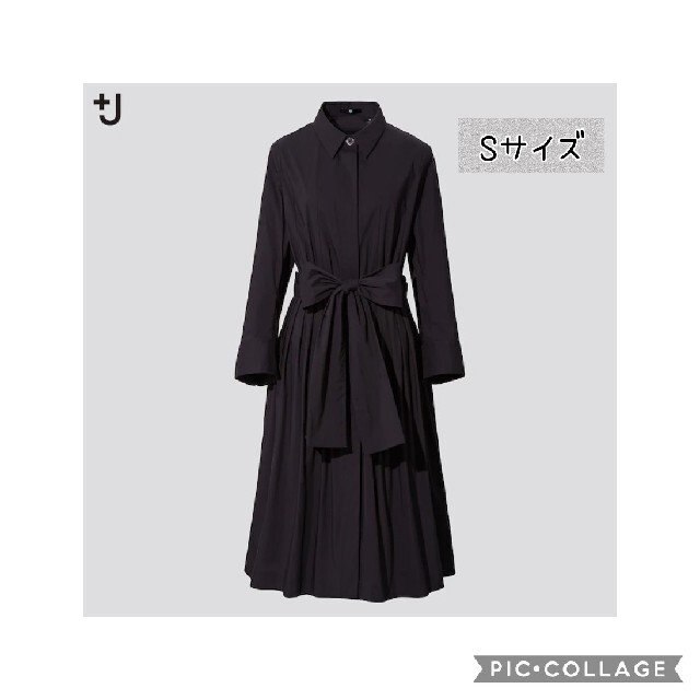 新品タグ付き】UNIQLO +j タックシャツワンピース ブラック Sサイズ