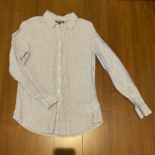 トミーヒルフィガー(TOMMY HILFIGER)のTOMMYHILFIGER 美品　コットンリネン　ストライプシャツ　綿麻(シャツ/ブラウス(長袖/七分))