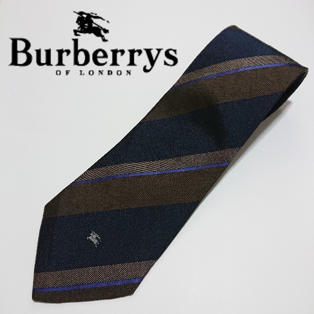 BURBERRY(バーバリー)のBurberrys レジメンタル ネクタイ ブラウン/ネイビー クリーニング済 メンズのファッション小物(ネクタイ)の商品写真