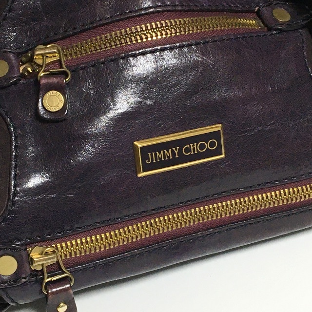 JIMMY CHOO(ジミーチュウ)のJIMMY CHOO ジミーチュウ レザー トートバッグ 紫 レディースのバッグ(トートバッグ)の商品写真