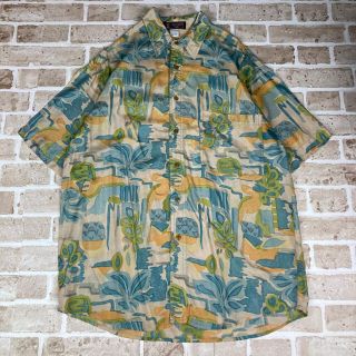 SHEN SHYH 総柄シャツ 柄シャツ 半袖 シルク100% 古着(シャツ)