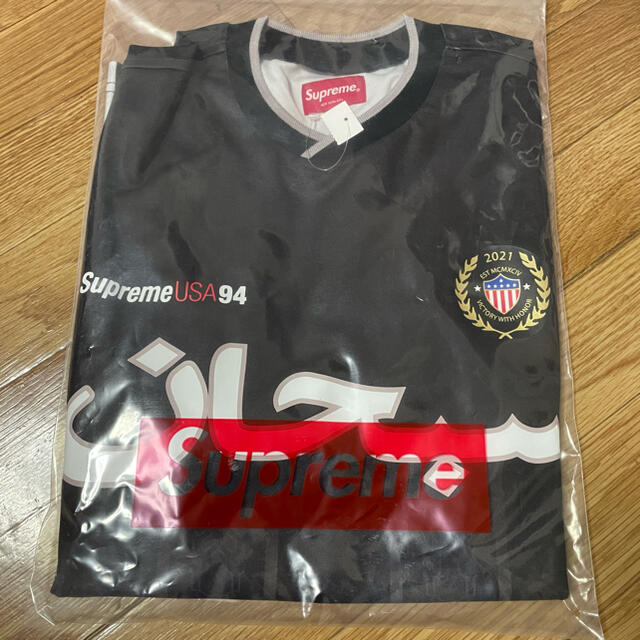 Supreme - Supreme Arabic Logo Soccer Jersey 黒 Sの通販 by ...