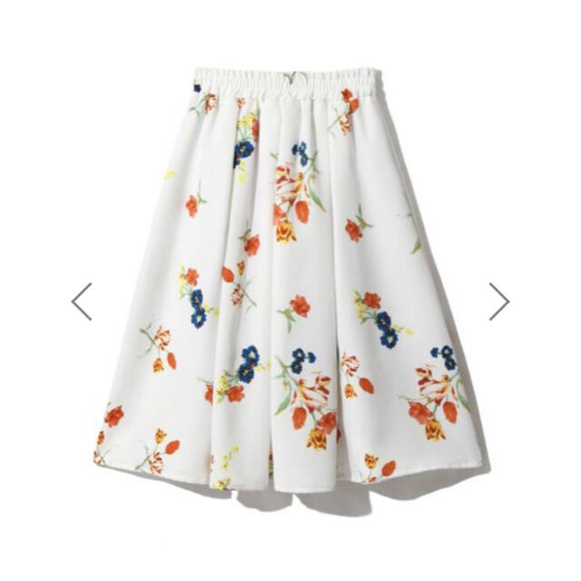 GRL(グレイル)の値下げ♡GRL グログランフラワータックフレアスカート ホワイト白 人気 花柄  レディースのスカート(ロングスカート)の商品写真