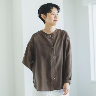 ネストローブ(nest Robe)の北欧暮らしの道具店 ほどよい透け感の シアーシャツ ブラウン 新品未使用(シャツ/ブラウス(長袖/七分))