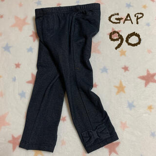 ベビーギャップ(babyGAP)のbaby gap デニム風 サイドリボン付きレギンスパンツ90cm(パンツ/スパッツ)