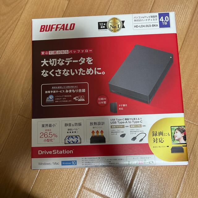 BUFFALO 外付けHDD 4TB ブラック HD-LD4.0U3-BKA - PC周辺機器