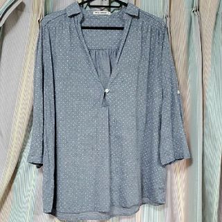 ネイビーナチュラル(navy natural)の更に！お値下げ！★七分袖シャツ★navy natural★ブルー★L★新品未使品(シャツ/ブラウス(長袖/七分))