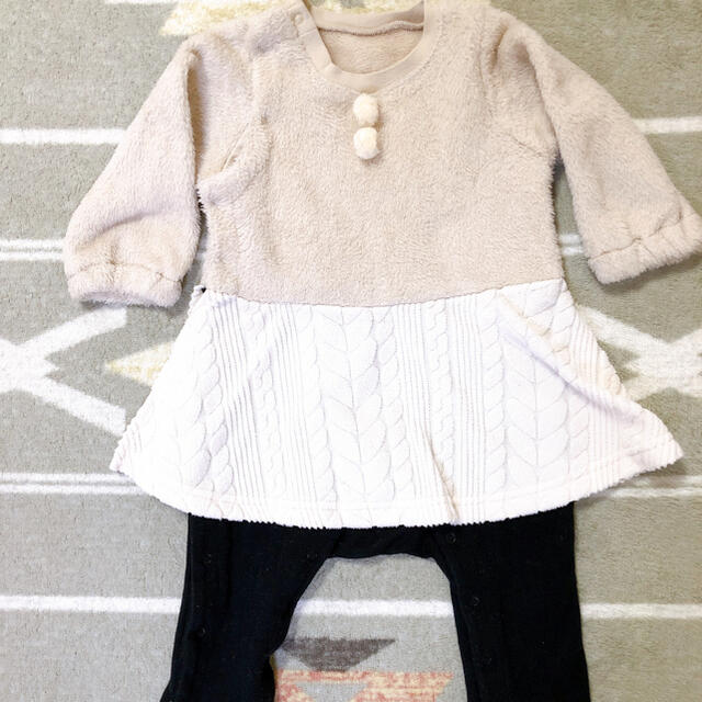 ベビー服どんどん出品❣️ロンパース ワンピース 編み上げ風 80〜90サイズ ロンパース ワンピース風80