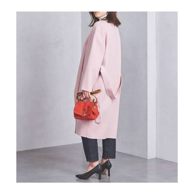 UNITED ARROWS - ピンク リバーVノーカラーコート ユナイテッド UNITED ARROWS - ピンク リバーVノーカラーコート ユナイテッド