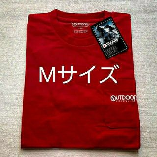 アウトドア(OUTDOOR)の新品 OUTDOOR アウトドア　ポケット付きレッド Tシャツ　Mサイズ(Tシャツ/カットソー(半袖/袖なし))