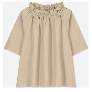 ユニクロ(UNIQLO)のユニクロ エクストラファインコットンギャザーブラウス（5分袖）(シャツ/ブラウス(半袖/袖なし))