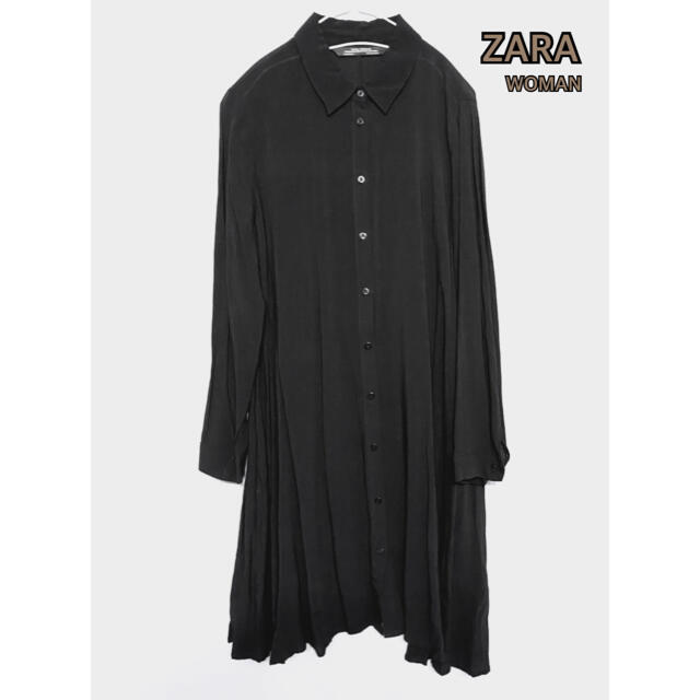 ZARA(ザラ)の【ZARA WOMAN】Aライン ワンピース 黒 フレア 長袖 ふんわりワンピ レディースのワンピース(ミニワンピース)の商品写真