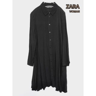 ザラ(ZARA)の【ZARA WOMAN】Aライン ワンピース 黒 フレア 長袖 ふんわりワンピ(ミニワンピース)