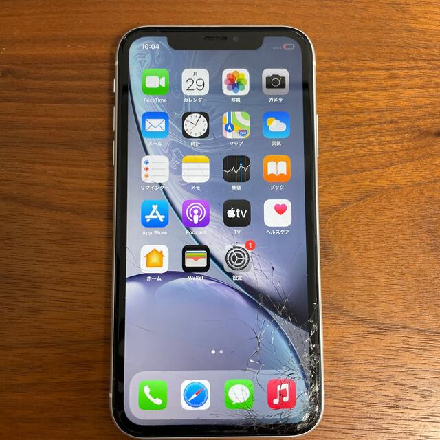 【画面割れ】iPhoneXR 64GB ホワイトスマートフォン/携帯電話