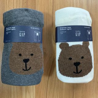 ギャップ(GAP)のvegamamaさん専用　GAP くまさんタイツ　グレー&ホワイト(靴下/タイツ)