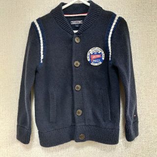 トミーヒルフィガー(TOMMY HILFIGER)のトミーフィルガー キッズ 92 90cm ニットカーディガン ネイビー ロゴ(Tシャツ/カットソー)