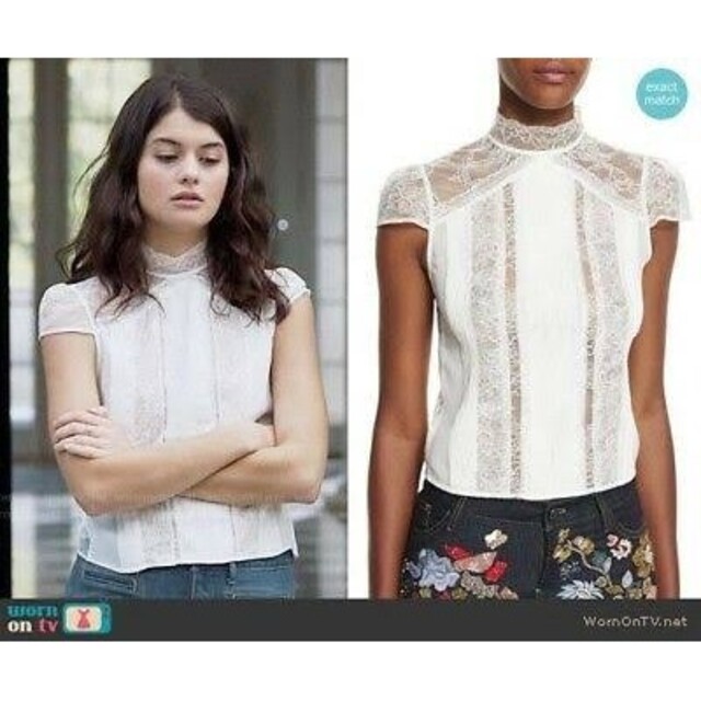 Alice+Olivia(アリスアンドオリビア)のアリスオリビア　Isadora Mockneck Lace Top レディースのトップス(Tシャツ(半袖/袖なし))の商品写真