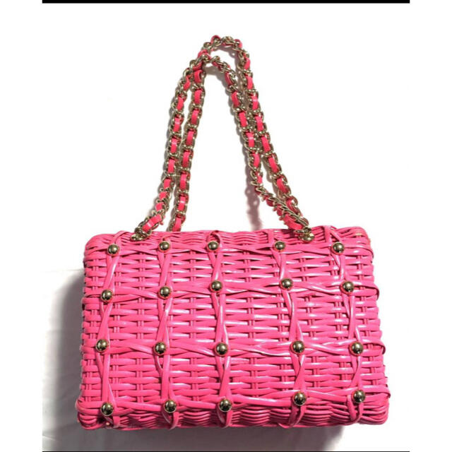 kate spade new york(ケイトスペードニューヨーク)のケイトスペード　ピンク　カゴバッグ レディースのバッグ(かごバッグ/ストローバッグ)の商品写真