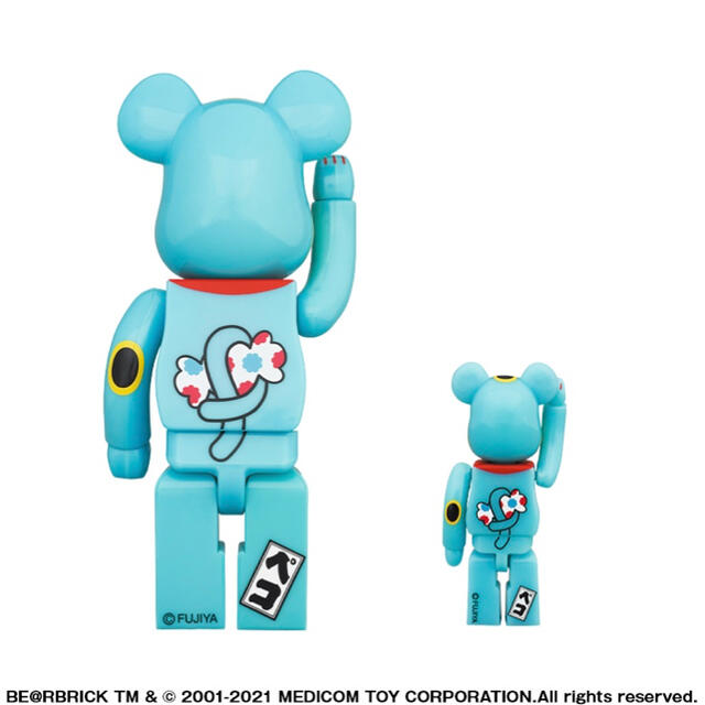 MEDICOM TOY(メディコムトイ)のBE@RBRICK 招き猫 ペコちゃん 青蓄光 100％ ＆ 400％ エンタメ/ホビーのフィギュア(その他)の商品写真