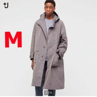 ユニクロ(UNIQLO)のオーバーサイズフーデッドロングコート　M タグ付き新品(ステンカラーコート)