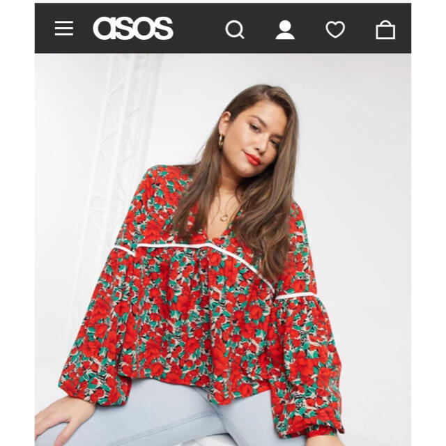 asos(エイソス)のASOS 大きいサイズ　花柄ブラウス　19号　21号　未使用 レディースのトップス(シャツ/ブラウス(長袖/七分))の商品写真