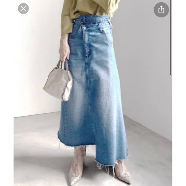 Ameri VINTAGE(アメリヴィンテージ)の【値下げ】Ameri VINTAGE / FOLD DENIM SKIRT レディースのスカート(ロングスカート)の商品写真