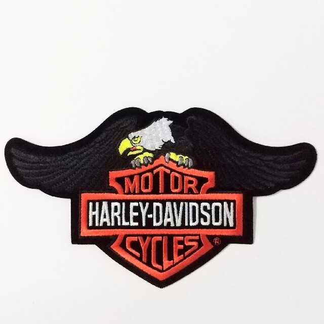 Harley Davidson(ハーレーダビッドソン)のハーレーダビッドソン 純正品 アイロンワッペン 刺繍 イーグル  ブラック 自動車/バイクのバイク(装備/装具)の商品写真