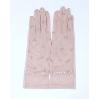 030 送料無料　UV対策　伸縮性　レース　レディース　手袋　花柄　ピンク(手袋)