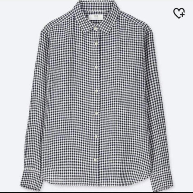 UNIQLO(ユニクロ)の春物　リネンチェック　UNIQLO ユニクロ　ネイビー レディースのトップス(シャツ/ブラウス(長袖/七分))の商品写真