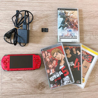プレイステーションポータブル(PlayStation Portable)のレッド 赤 PSP 本体 ソフトまとめ売り(携帯用ゲーム機本体)