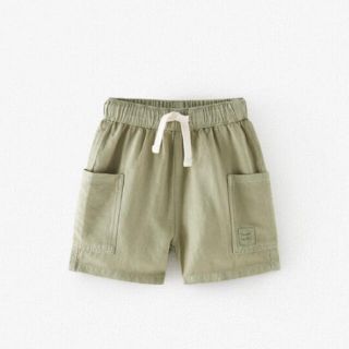 ザラキッズ(ZARA KIDS)のザラベイビー　ハーフパンツ　80 リネン　カーキー ベビーギャップ　美品(パンツ)