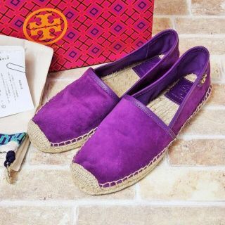 トリーバーチ(Tory Burch)の超美品 トリーバーチ ☆ スエードレザー エスパドリーユ デッキシューズ 6.5(スリッポン/モカシン)