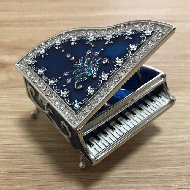 ピアノ型オルゴール ブルー 青 |メロディー:【🌟星に願いを】 インテリア/住まい/日用品のインテリア小物(オルゴール)の商品写真