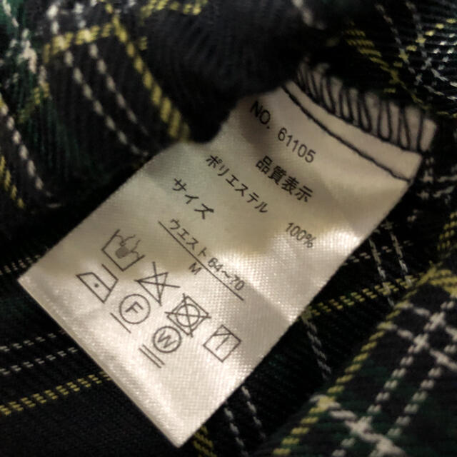 値下げしました　チェック　吊りスカート ネイビー×グリーン×イエロー　M レディースのスカート(ひざ丈スカート)の商品写真