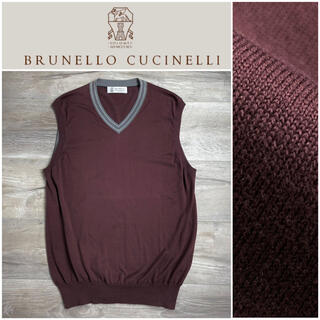 ブルネロクチネリ(BRUNELLO CUCINELLI)のA40 ブルネロクチネリ　ベスト　ニット　コットン　ボルドー　52(ベスト)