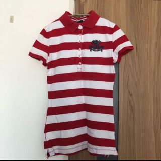 トミーヒルフィガー(TOMMY HILFIGER)の【TOMMY HILFIGER】赤と白のボーダーのポロシャツ(ポロシャツ)