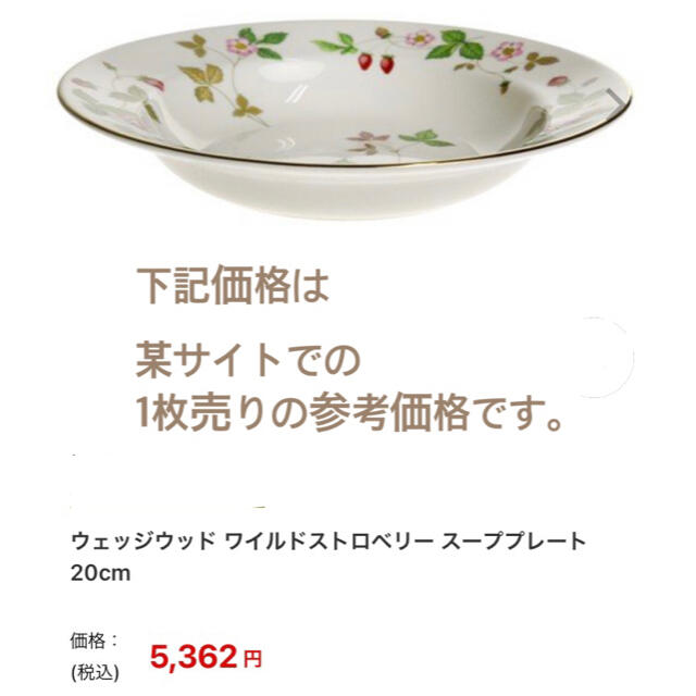 WEDGWOOD(ウェッジウッド)のワイルドストロベリー  2枚組 スープ 皿  インテリア/住まい/日用品のキッチン/食器(食器)の商品写真