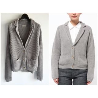 マーガレットハウエル(MARGARET HOWELL)のマーガレットハウエル CHUNKY LINEN リネンカーディガン グレー Ⅱ(カーディガン)