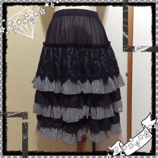 ブラックピースナウ(BLACK PEACE NOW)の【限定値下げ】白黒シフォン☆★ひざ下スカート(ひざ丈スカート)