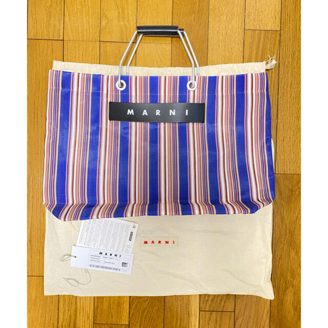 Marni - 美品 マルニ フラワー カフェ ストライプバッグ ネイビー ...