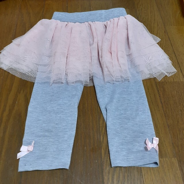 ピンク×グレー　レギンス付きチュールスカート　size110 キッズ/ベビー/マタニティのキッズ服女の子用(90cm~)(パンツ/スパッツ)の商品写真