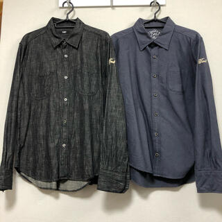 ティーエムティー(TMT)のTMT コットンシャツ　2枚セット　ブラック　グレー　Lサイズ(シャツ)