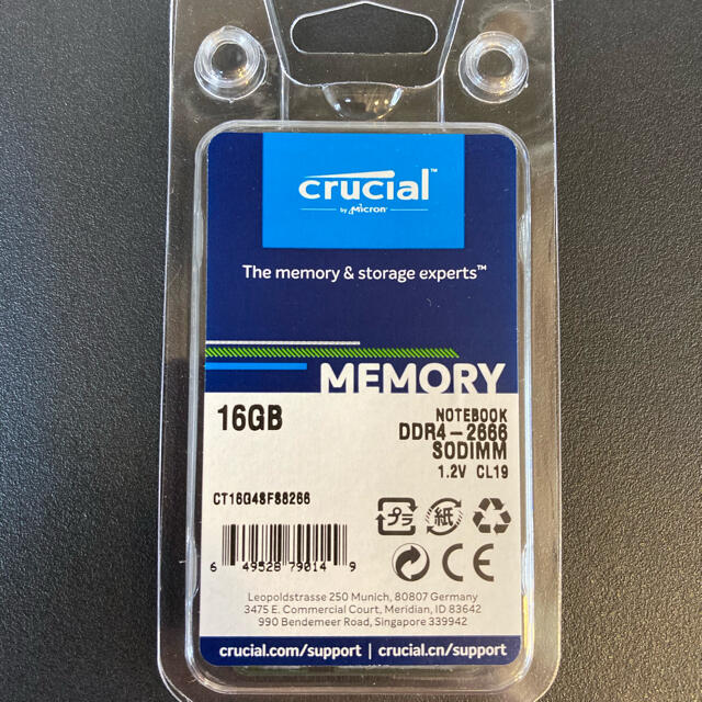 ★ほぼ新品★crucialのDDR4-2666  16GBメモリ