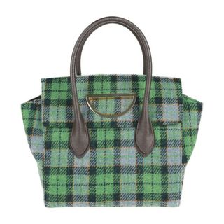 サマンサタバサ(Samantha Thavasa)のSamantha Thavasa サマンサタバサ Harris Tweed ハリスツイード コラボ バイオレットD ハンドバッグ 1720115471 ツイード レザー  グリーン ダークブラウン ゴールド金具 2WAY ショルダーバッグ チェック柄 【本物保証】(ハンドバッグ)