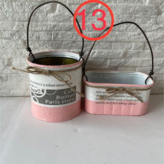 リメイク缶　リメ缶　デコパージュ　２個セット　ピンク(プランター)
