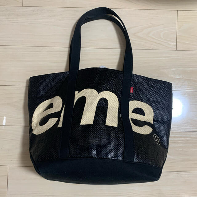 Supreme Raffia Tote black トートバッグ